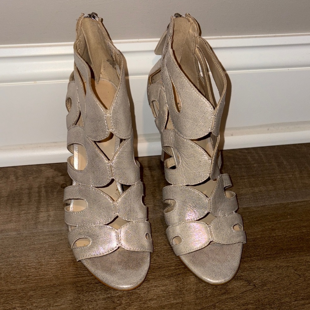 Nine West Flora Silver Cutout Heels - Picture 2 of 7